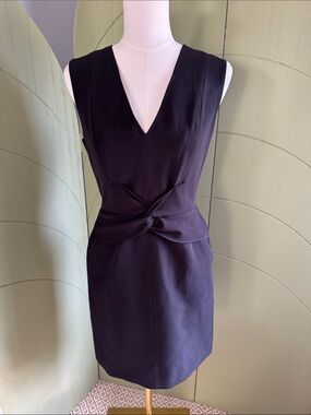 Sleeveless Black V-Neck Knot-Front Mini Dress